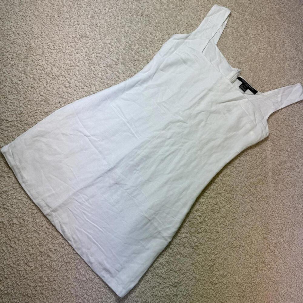 French Connection Summer White Square Neck Cotton/Linen Mini Dress size 2 NWT‎